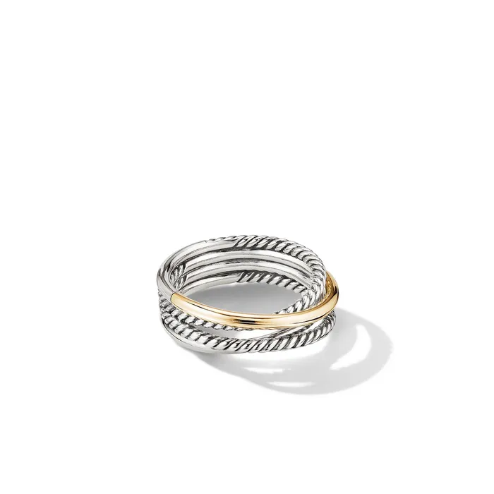 Rings David Yurman Crossover Band Ring in Sterling Silver with 18K Yellow Gold 6.8mm