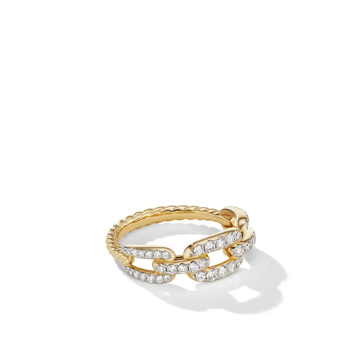 Rings David Yurman Stax Chain Link Ring in 18K Yellow Gold with Diamonds 7mm