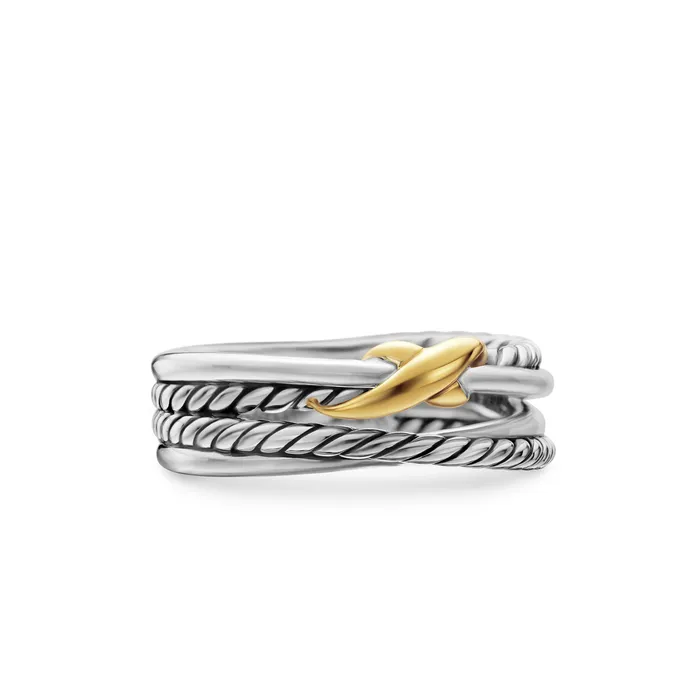 Rings David Yurman X Crossover Band Ring in Sterling Silver with 18K Yellow Gold 6mm