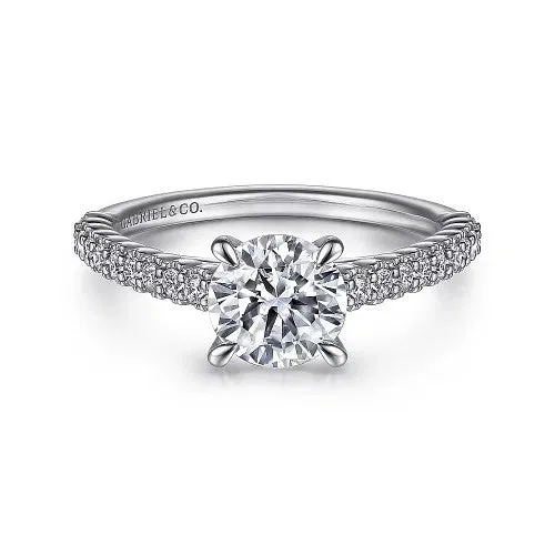 Rings Emberlyn - 14K White Gold Round Diamond Engagement Ring (Setting Only) - GABRIEL CO.