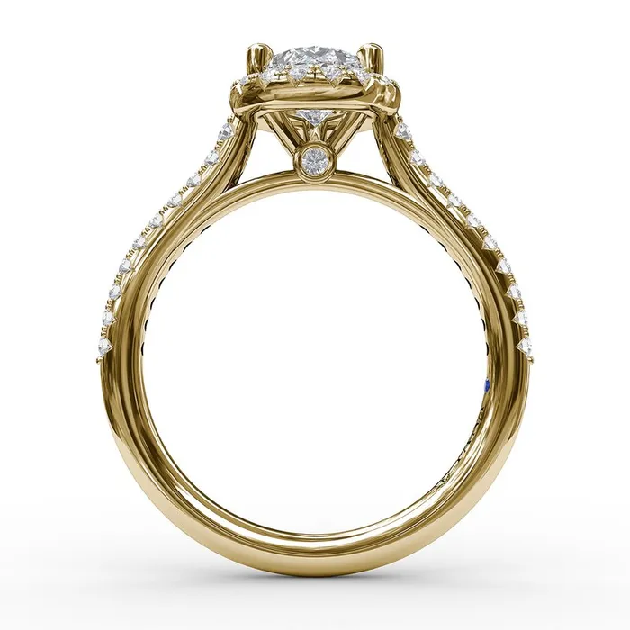 Rings | FANA Delicate Pear Shaped Halo And Pave Band Engagement Ring