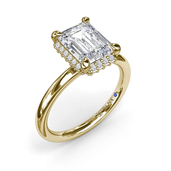 Rings FANA Emerald Cut Halo Diamond Engagement Ring