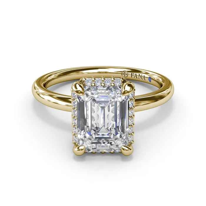 Rings | FANA Emerald Cut Halo Diamond Engagement Ring