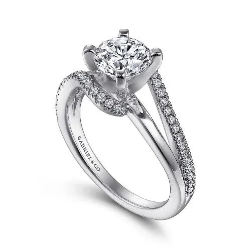 Rings | GABRIEL & CO. 14K White Gold Round Bypass Diamond Engagement Ring