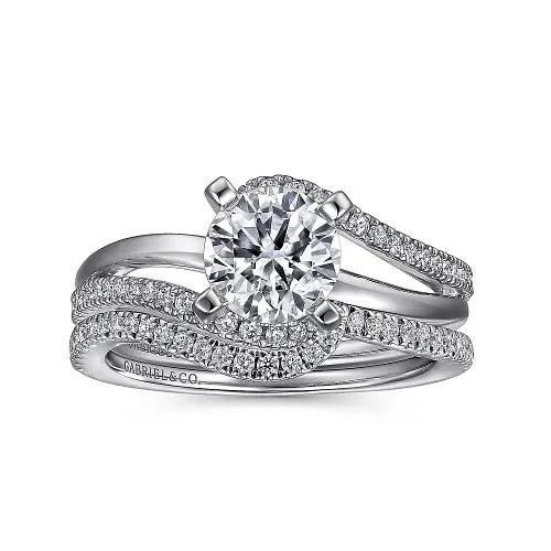 Rings | GABRIEL & CO. 14K White Gold Round Bypass Diamond Engagement Ring