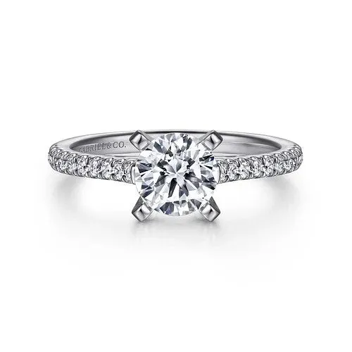 Rings GABRIEL CO. 14K White Gold Round Diamond Engagement Ring