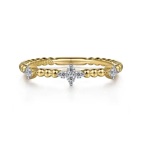 Rings GABRIEL CO. 14K Yellow Gold Diamond Station Bujukan Stackable Ring