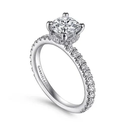 Rings | GABRIEL & CO. Alina - 14K White Gold Hidden Halo Round Diamond Engagement Ring (Setting Only)