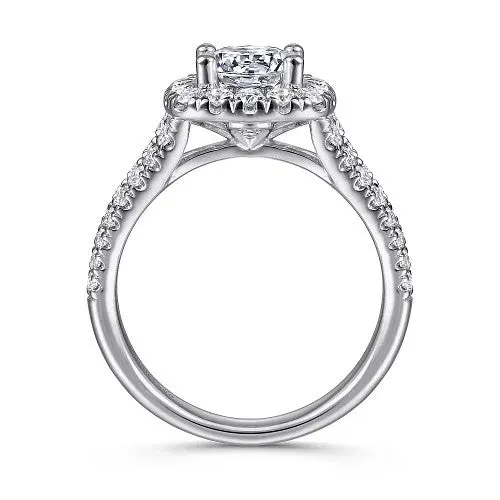 Rings | GABRIEL & CO. James - 14K White Gold Cushion Halo Round Diamond Engagement Ring