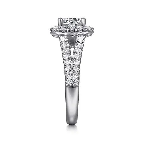 Rings | GABRIEL & CO. James - 14K White Gold Cushion Halo Round Diamond Engagement Ring