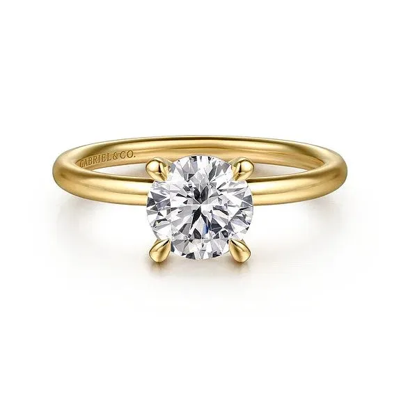 Rings GABRIEL CO. Tiana - 14K Yellow Gold Round Solitaire Diamond Engagement Ring (Setting Only)