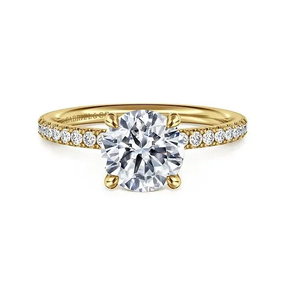 Rings GABRIEL CO. Twain - 14K Yellow Gold Round Diamond Engagement Ring (Setting Only)