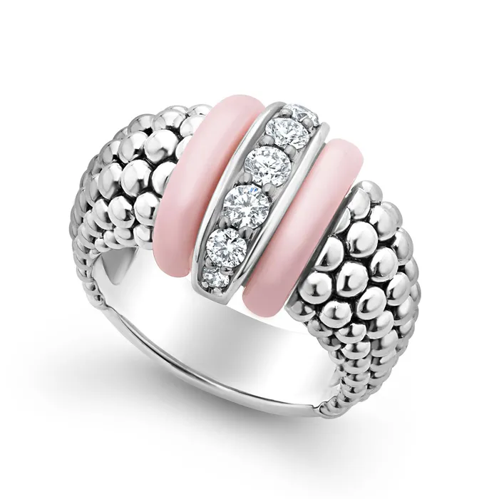 Rings LAGOS Pink Caviar Pink Ceramic Caviar Diamond Ring