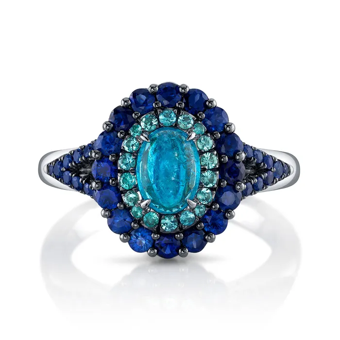 Rings OMI Gems Inc. Platinum Paraiba Tourmaline Sapphire Ring