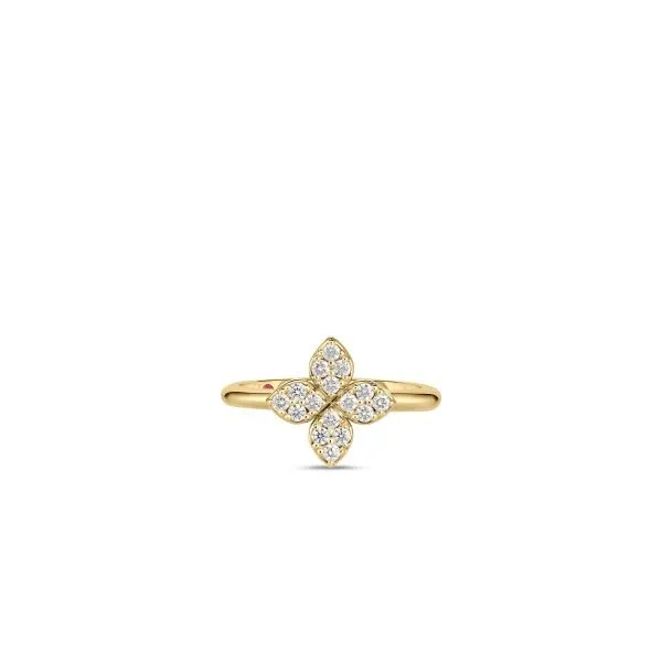 ROBERTO COIN Rings 18K YELLOW GOLD LOVE IN VERONA MEDIUM PAVE DIAMOND FLOWER RING