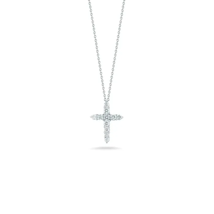 ROBERTO COIN Roberto Coin 18kt White Gold Diamond Cross Pendant Necklace Necklaces