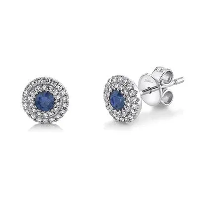 SHY CREATIONS Earrings 0.20CT DIAMOND 0.24CT BLUE SAPPHIRE STUD EARRING