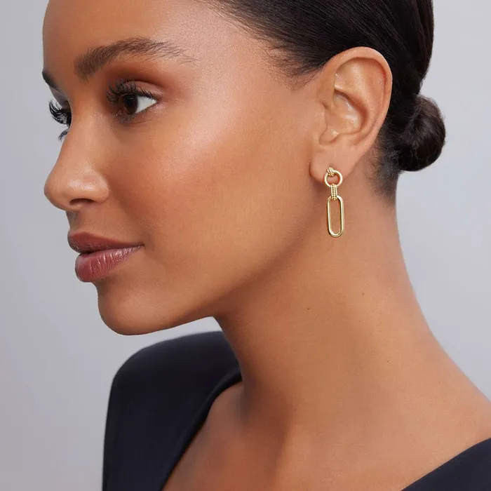 Signature Caviar 18K Gold Link Drop Earrings | LAGOS Earrings