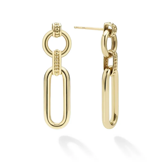 Signature Caviar 18K Gold Link Drop Earrings | LAGOS Earrings