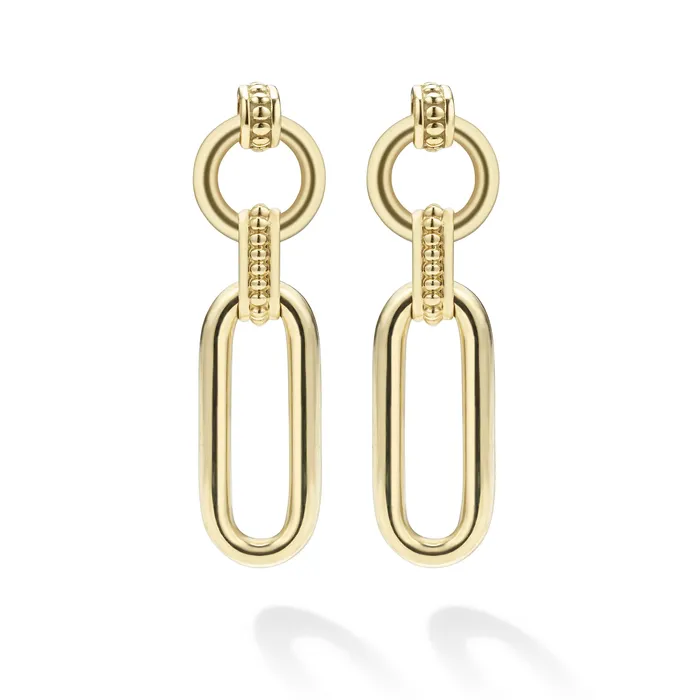 Signature Caviar 18K Gold Link Drop Earrings | LAGOS Earrings