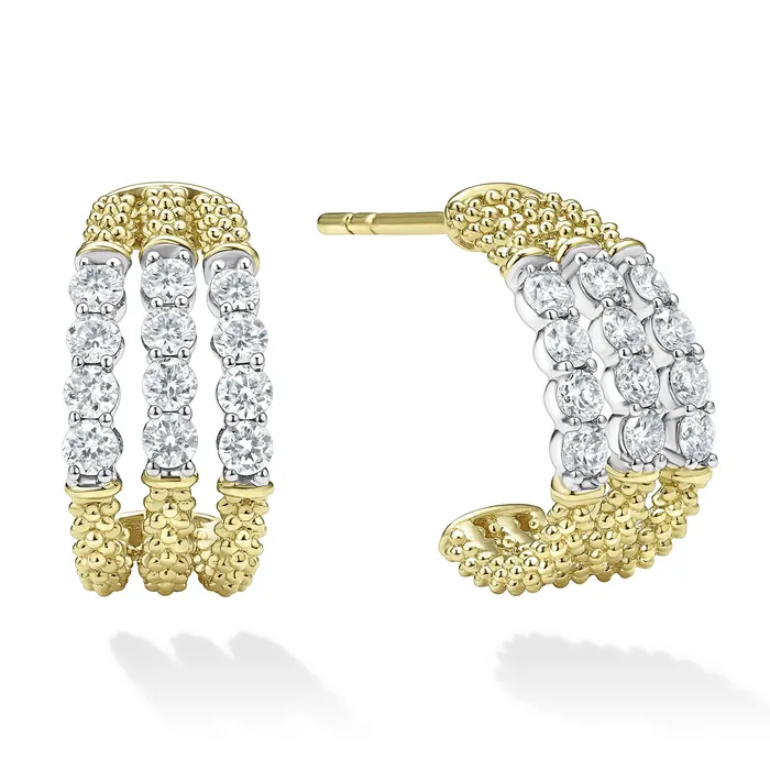 Signature Caviar Superfine Diamond Hoop Earrings | LAGOS Earrings