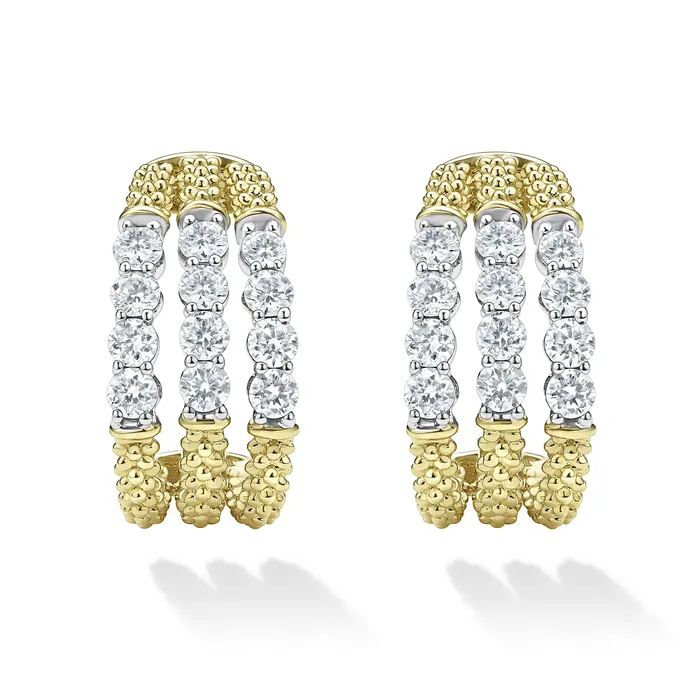 Signature Caviar Superfine Diamond Hoop Earrings | LAGOS Earrings