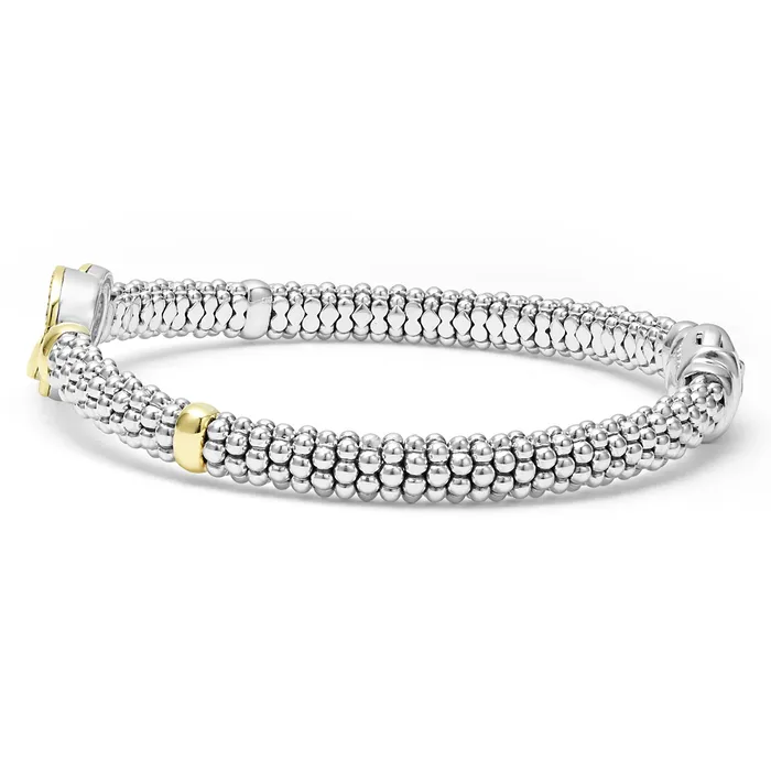 Signature Caviar Two-Tone Interlocking Diamond Caviar Bracelet | 6mm | LAGOS Bracelets