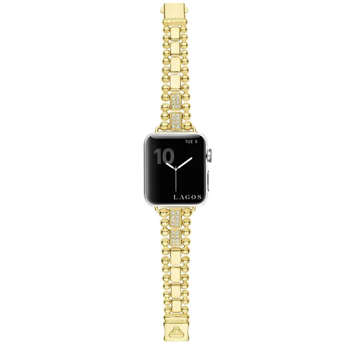 Smart Caviar 18K Gold Half Diamond Watch Bracelet-38-45mm | LAGOS Bracelets