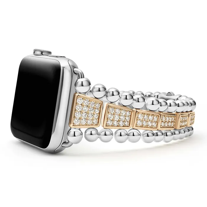 Smart Caviar 18K Rose Gold and Sterling Silver Full Diamond Watch Bracelet-42-49mm LAGOS Bracelets