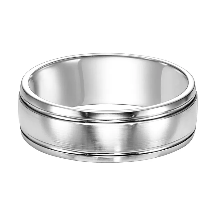 White Gold 7mm Men's Wedding Band | FREDERICK GOLDMAN Rings