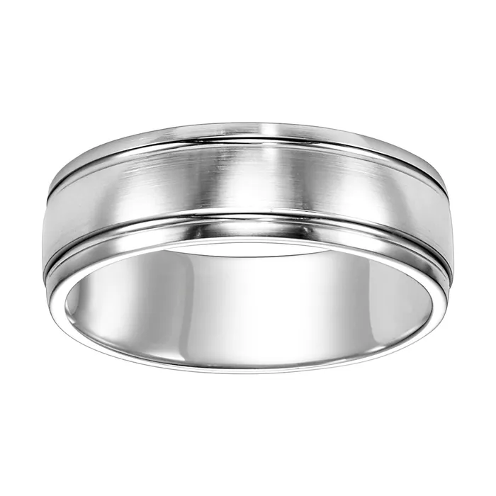 White Gold 7mm Men's Wedding Band | FREDERICK GOLDMAN Rings