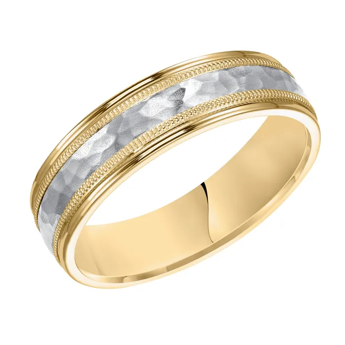 Yellow Gold and Platinum 6mm Mens Wedding Band FREDERICK GOLDMAN Rings