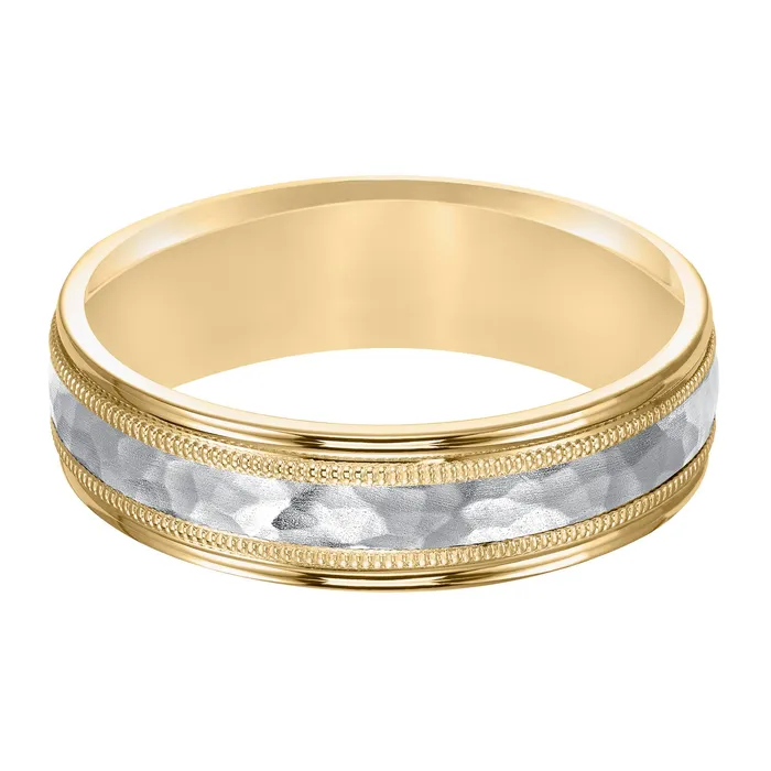 Yellow Gold and Platinum 6mm Men's Wedding Band | FREDERICK GOLDMAN Rings