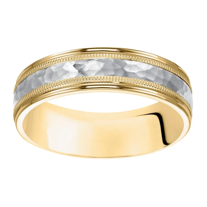 Yellow Gold and Platinum 6mm Men's Wedding Band | FREDERICK GOLDMAN Rings