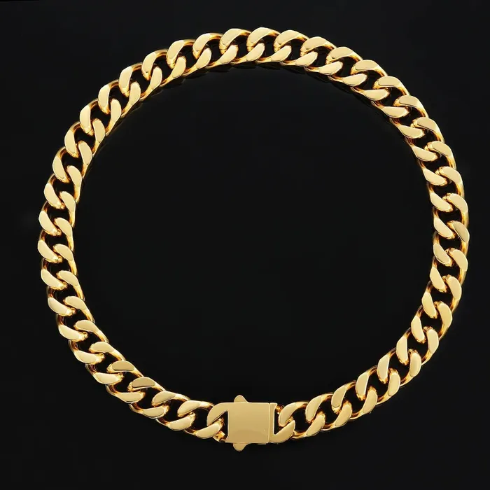 12mm Curb Cuban Link Chain in 18K Gold | KRKC Pre-Styled Sets