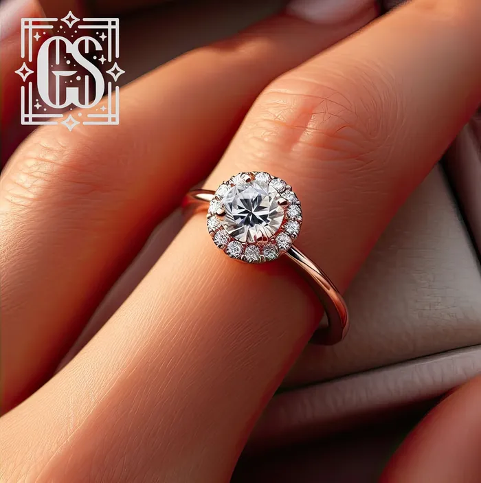 14k Rose Gold Moissanite Halo Engagement Ring Gold Moissanite Halo Ring Engagement Ring Moissanite Ring Rose Gold | FL LLC Rings