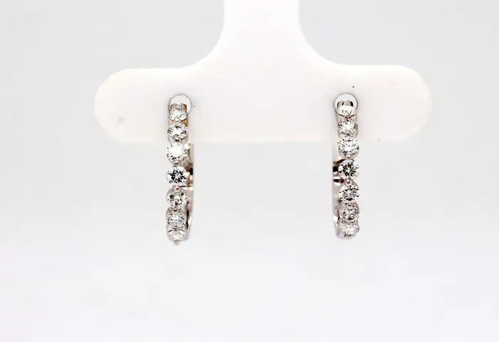 14KW .47 Cttw Diamond Small Hoop Earrings SUNRISE JEWELRY MFG CORP Earrings