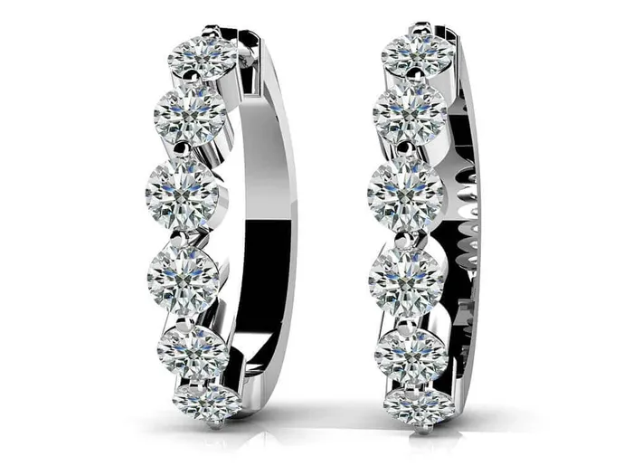 14KW .47 Cttw Diamond Small Hoop Earrings | SUNRISE JEWELRY MFG CORP Earrings