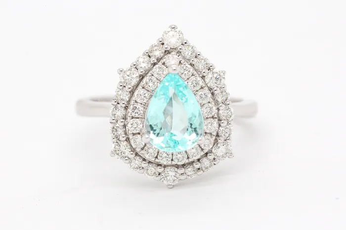 14KW Paraiba Tourmaline and Diamond Ring FULLERS PURCHASE FROM PUBLIC Rings