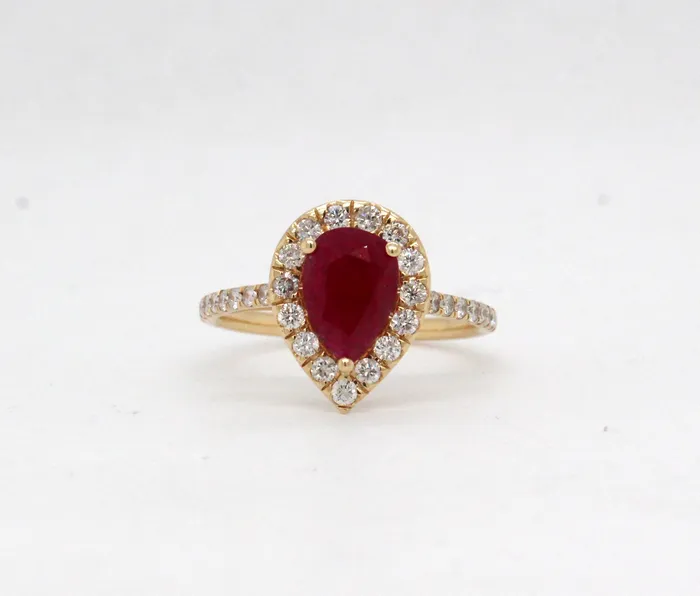 14KY 1.50 Ct Ruby and .55 Cttw Diamond Ring H in Color and SI2 in Clar ETHOS Creations Rings