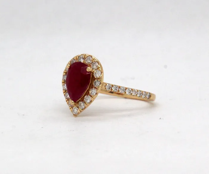 14KY 1.50 Ct Ruby and .55 Cttw Diamond Ring H in Color and SI2 in Clar | ETHOS Creations Rings