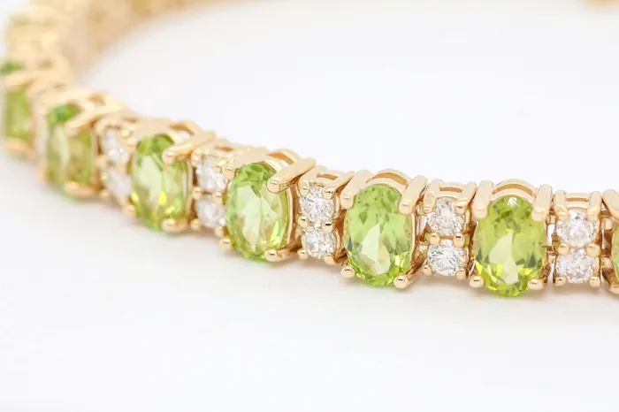 14KY 12.70 CTTW PERIDOT AND DIAMOND BRACELET, 2.30 CTTW | SUNRISE JEWELRY MFG CORP Bracelets