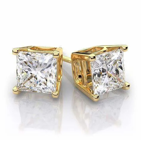 14KY .66 CTTW PRINCESS CUT DIAMOND STUD EARRINGS H-SI1 FULLERS PURCHASE FROM PUBLIC Earrings