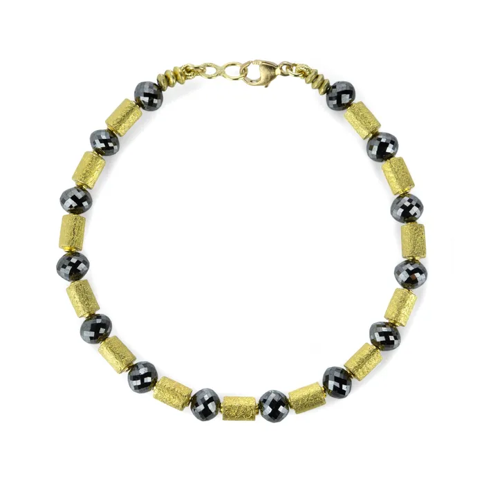 18k Black Diamond Barrel Bead Bracelet Barbara Heinrich Bracelets