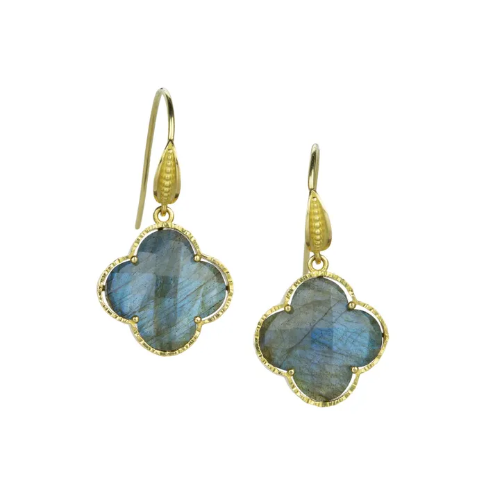 18k Clover Labradorite Earrings Barbara Heinrich Earrings