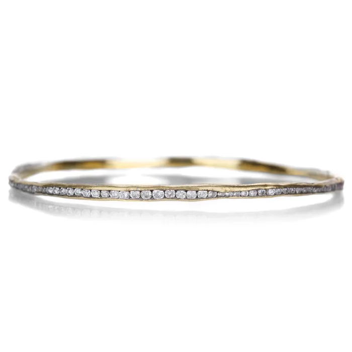 18k Organic Channel Set Diamond Bangle Todd Pownell Pre-Styled Sets