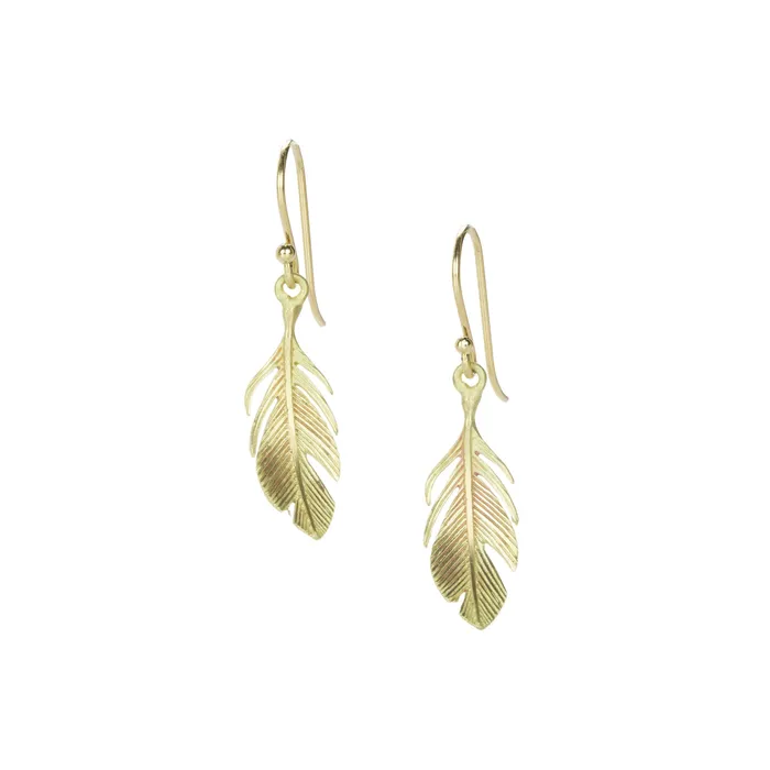 18k Small Feather Earrings Annette Ferdinandsen Earrings