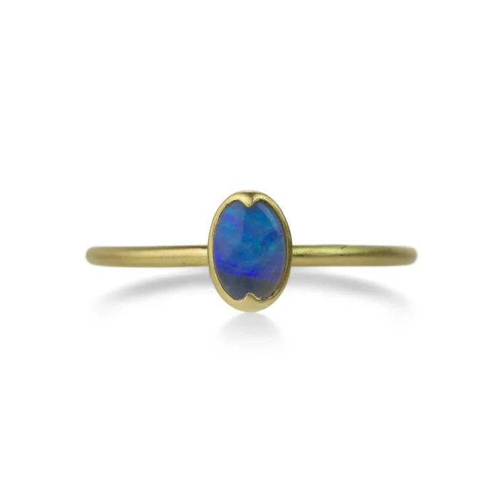 18k Small Oval Australian Opal Ring Gabriella Kiss Rings