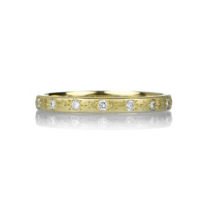 18k Yellow Gold and Diamond Stepping Star Band Adel Chefridi Rings