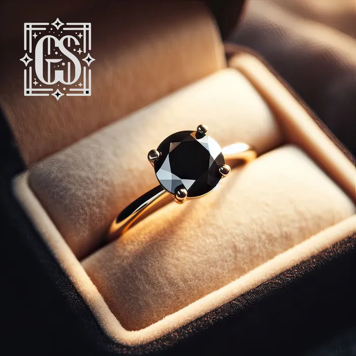 2ct Round Black Diamond Engagement Ring Solitaire Yellow Gold Black Diamond Round 2 Carat Minimalist Organic Black Diamond Ring Yellow Gold FL LLC Rings